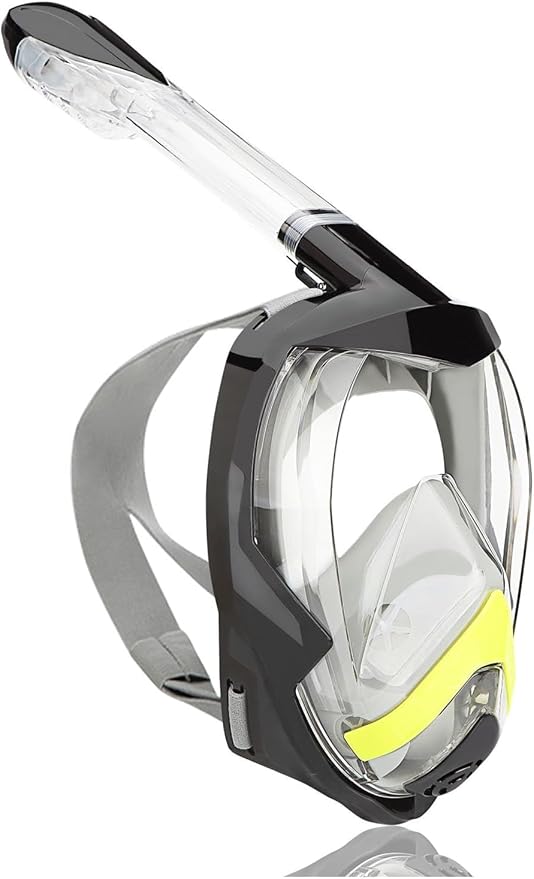 Flyboo Snorkel Mask,180°View Snorkelling Gear with Panoramic Full Face Design-Sports Camera Compatible Diving Mask with Anti-Fog and Anti-Leak Technology for Adults and Kids