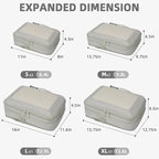 BAGAIL 4 Set/6 Set/8 Set Compression Packing Cubes Travel Accessories Expandable Packing Organizers (Square Mesh, 06-Grey)