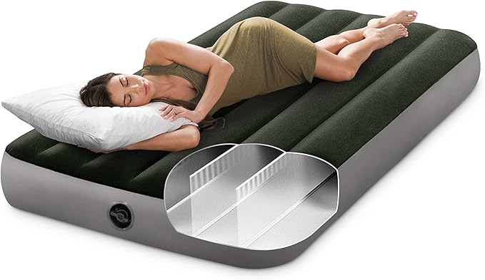 Intex 64107E Dura-Beam Standard Prestige Air Mattress: Fiber-Tech - Twin Size - 10in Bed Height - 300lb Weight Capacity - Pump Sold Separately