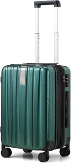 Hanke 20 Inch Expandable Carry on Luggage 22x14x9 Airline Approved Lightweight PC Hard Shell Suitcases with Wheels Travel Luggage Rolling Suitcase Travel Luggage Bag for Weekender(Blackish Green)