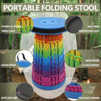 Collapsible Stool Upgraded, Folding Telescoping Foldable Camping Stool, Sturdy, Portable Telescopic Compact Folding Chair, Retractable Seat or Foot Rest for Travel, Parties, Queue