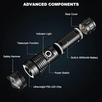 4 Pack Rechargeable LED Flashlights High Lumens, 90,000LM Super Bright Flashlight, Adjustable Powerful Flash Light with USB Cable & 5 Modes, Waterproof Handheld Flashlight for Home Camping