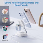 2026 Traveling Wireless Magnetic Fast Charging Station,3 in 1 Charger with i Phone 17 16 15 14 13 12 Pro Max Plus,Apple Watch Series & Air pod 4 3 2 Pro-Gifts for Wife & Husband(Rose Red)