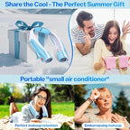 Hands-Free Portable Neck Fan - 6000mAh High Capacity Battery, USB Dual Port Fast Charging, Ultra-Quiet 6 Speeds Cooling Air, 360° Airflow for Outdoor, Indoor, Office, Travel - Blue