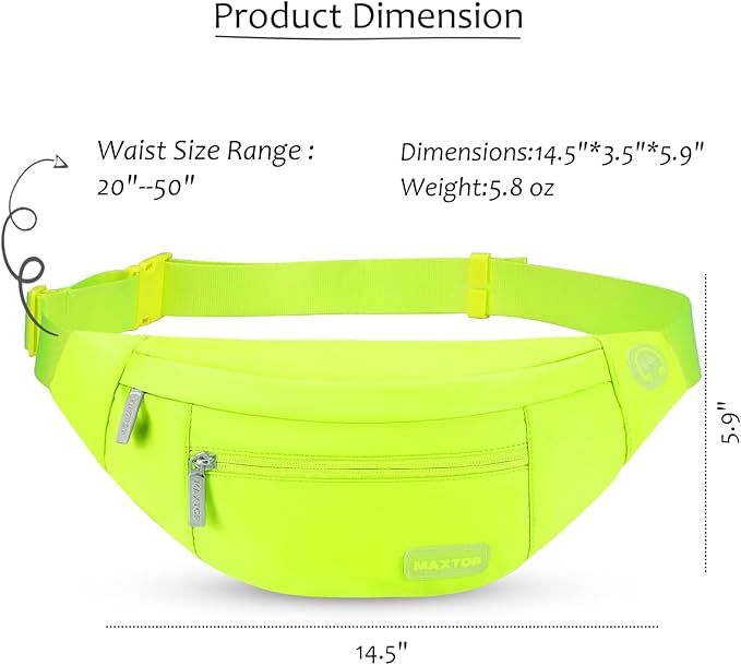 MAXTOP Large Crossbody Fanny Pack with 4-Zipper Pockets,Gifts for Enjoy Sports Festival Workout Traveling Running Casual Hands-Free Wallets Waist Pack Phone Bag Carrying All Phones