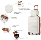 Kono Carry On Luggage Set Lightweight Airline Approved Carry On Suitcase with TSA Lock Spinner Wheels Durable Luggage Hardside Cream White