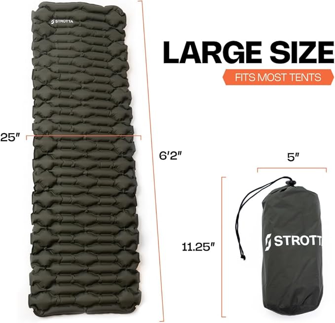 ANGORA BRANDS Lightweight Outdoor Sleeping Pad | Compact Travel Sleeping Mat for Backpacking, Hiking, or Camping | Portable Sleeping Bed & Camping Accessories | Sleeping Pad by Strotta