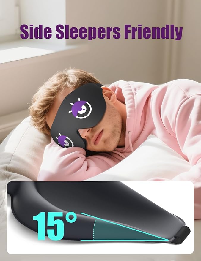 EVA BELLE Sleep Mask Women Men, Comfy Blackout Eye Mask for Deep Sleep, 3D Memory Foam Sleeping Mask, Silk Sleep Eye Cover, Cute Funny Eyeshade Covers, Adjustable Elastic Strap & Soft Breathable