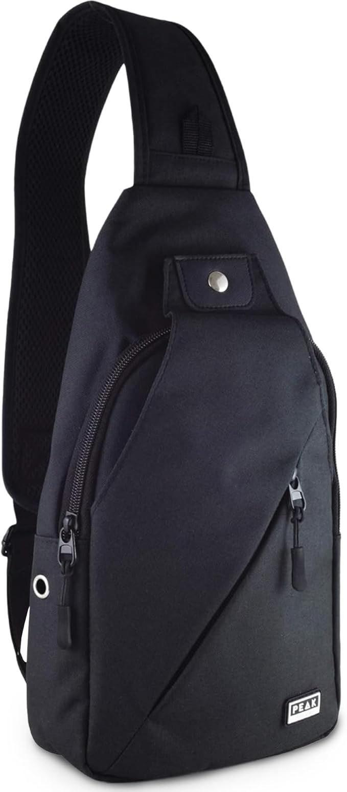 Peak Gear Travel Sling Bag. Compact Crossbody Bag | Lighter and Smaller than a Backpack | Lifetime Lost & Found ID Tag