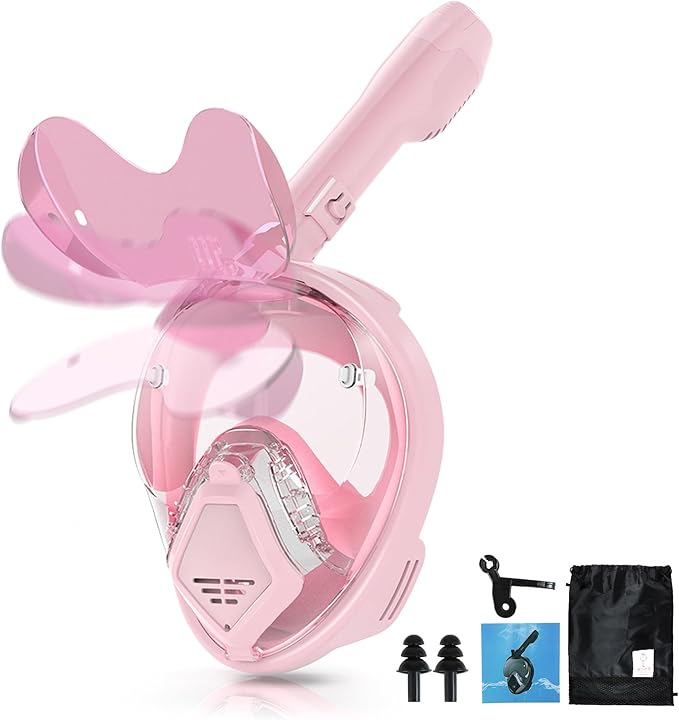 Devilfish Full Face Snorkel Mask Adults, Dry Top System Snorkeling Set with Foldable Sunglasses, 180 Degree Panoramic View Snorkel Gear, Scuba Diving Masks Anti-Leak & Anti-Fog