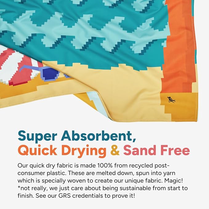 Dock & Bay Quick Drying Towel - for Sports & Gym - Compact, Lightweight - 100% Recycled - Includes Bag - Build-A-Beach, Medium (130x70cm, 51x27)
