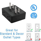 Outlet Extender, HICITY Multi Plug Outlet with 6 Electrical Outlets Adapter, 3-Prong Wall Outlet Tap for Cruise Ship Home Office Dorm, Black (3 Pack)