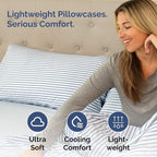 Queen Pillow Cases Set of 2 - Ultra Soft Hotel Quality Pillowcase Covers - Comfy Cozy Bedding for Women, Men, Kids & Teens - Machine Washable Pillow Protectors - 2 Pieces Set - Queen Size Blue Stripes
