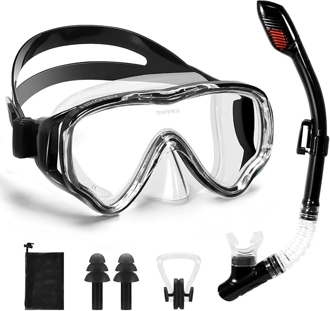 Snorkeling Set for Kids, Full Dry Snorkeling Mask Set for Adults, Anti-Fog Protection, Unisex,HD Panoramic View, Snorkeling Gear for Kids 4-14 Age