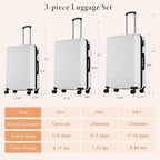 Sweetcrispy 3 PCS Luggage Set, Spinner Wheels Lightweight Expandable Travel Hard Shell Suitcase with TSA Lock, Cream White(20/24/28 inch)