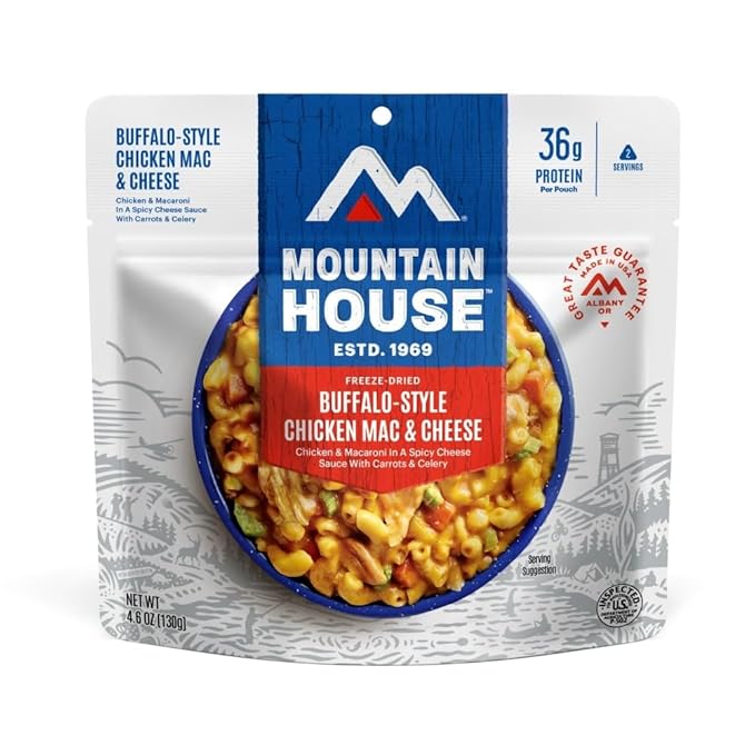 Mountain House BuffaloStyle Chicken Mac & Cheese FreezeDried Food for Camping, 12 Servings, 30Year ShelfLife