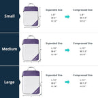 Compression Packing Cubes 3 Set, Compressible Space-Saving Packing Cubes for Travel - Compression Bags, Luggage Organizer, Travel Essentials for Women, Purple