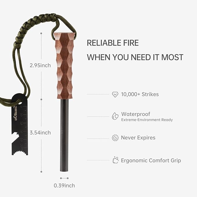 Ferro Rod Fire Starter, Survival Flint and Steel Fire Starter Kit for Hiking, Bushcraft,Camping Essentials Gear, Emergency Supplies - Ideal Gift for Explorers