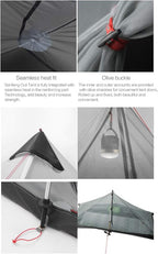 Lanshan 2 Person Tent Hiking Ultralight Camping Tent Professional 15D Silnylon Rodless Trekking Pole Tent Waterproof Backpacking Outdoor for Camping, Bivvy