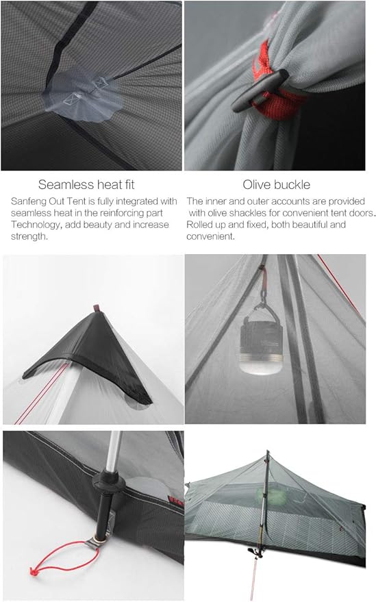 Lanshan 2 Person Tent Hiking Ultralight Camping Tent Professional 15D Silnylon Rodless Trekking Pole Tent Waterproof Backpacking Outdoor for Camping, Bivvy