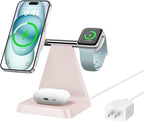 Magnetic Wireless Charger for iPhone - 3 in 1 Charging Station for Multiple Devices Charger Stand for Apple Watch iPhone 16 15 14 13 12 Pro Max