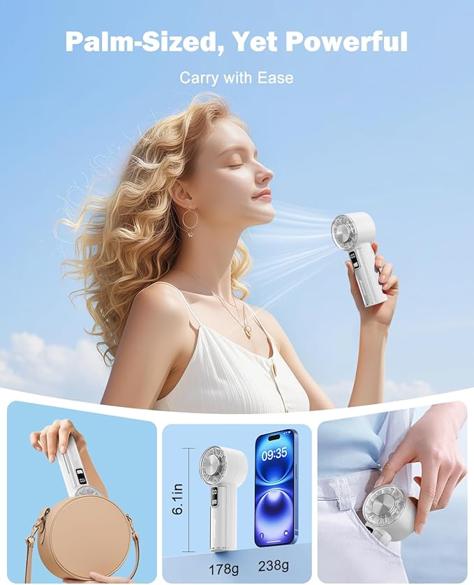 AMACOOL Handheld Fan with Ice Cooler, Mini Portable Fan Rechargeable, 18Hrs Cooling, 0-100 Adjustable Speed, Small Yet Powerful, Personal Hand Fans for Travel, Beach, Outdoor, Makeup, Gifts for Women