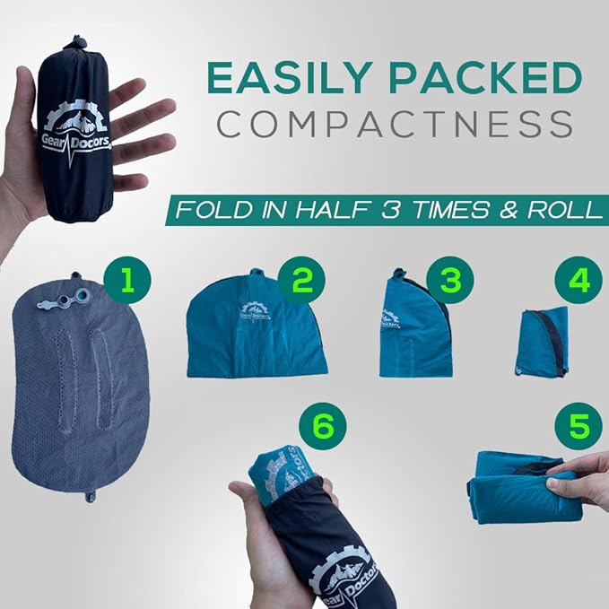 Gear Doctors Camping - Inflatable Camp Pillow, Backpacking - Inflatable - Blow Up Pillow for Camping (Blue)