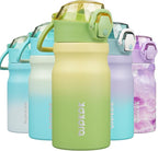 BJPKPK Water Bottle With Straw 14oz Insulated Water Bottles Reusable Stainless Steel Metal Thermo With Leak Proof Lockable Lid And Carry Handle,Lime