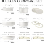 GiPP 11Pcs Pots and Pans Set Non Stick, Cookware Sets Nonstick Detachable Handle, Induction Kitchen Set Removable Handle, RV Cookware set, Oven Safe