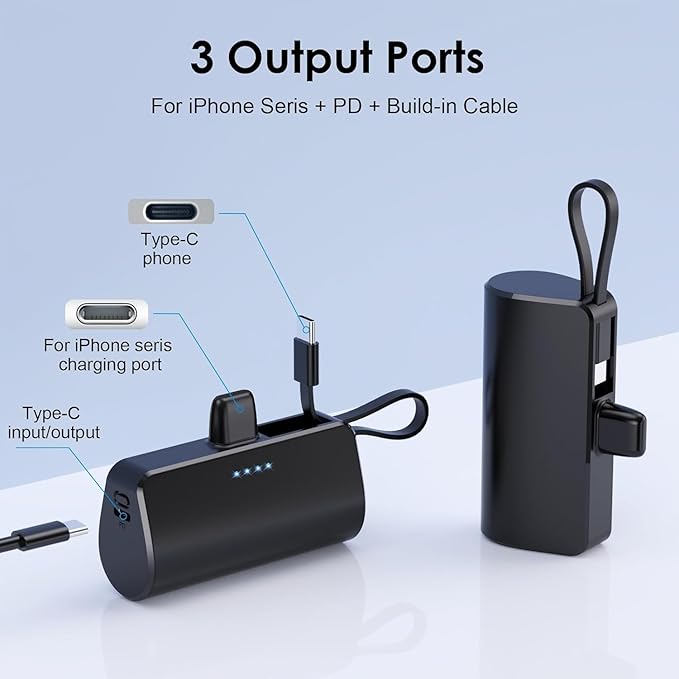 Feob [2 Pack] Mini Portable Charger 5200mAh,Ultra-Compact PD Fast Charging Power Bank,LCD Display Cute Battery Pack Backup Charger Compatible with with iPhone 14/14 Pro Max/13/13 Pro/12/XR/8/7/6