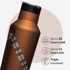 Corkcicle Star Wars Sport Canteen - Triple-Insulated Stainless Steel Water Bottle - Straw Cap & Folding Metal Handle - Summer Drinkware Gift - Keeps Drinks Ice Cold - Chewbacca - 20 oz