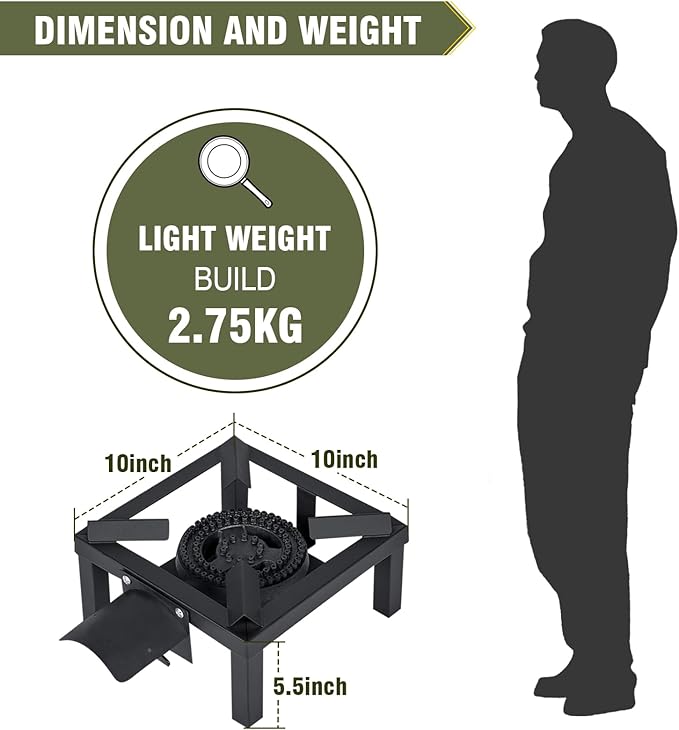 BESTFIRE Propane Burner,100,000 BTUs High Pressure Single Propane Stove with 4.1ft Adjustable Hose with Regulator,Gas Stove for Outdoor Cooking, Turkey Fry, Seafood Boil