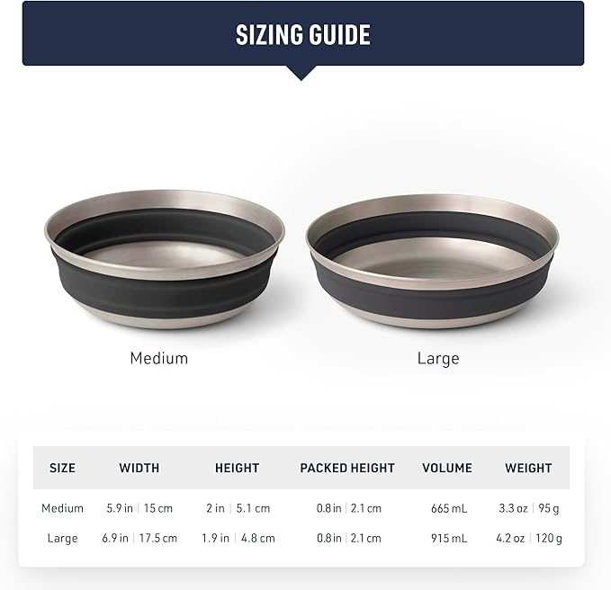 Sea to Summit Detour Stainless Steel Collapsible Bowl, Medium (22 fl oz), Laurel Wreath Green