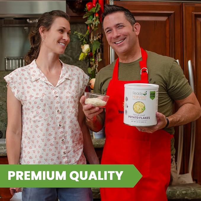 Ready Harvest Dehydrated Food - Potato Flakes | Emergency Food | Instant Mashed Potatoes | #10 Can | 30-Year Shelf Life | Cans Filled to the Top