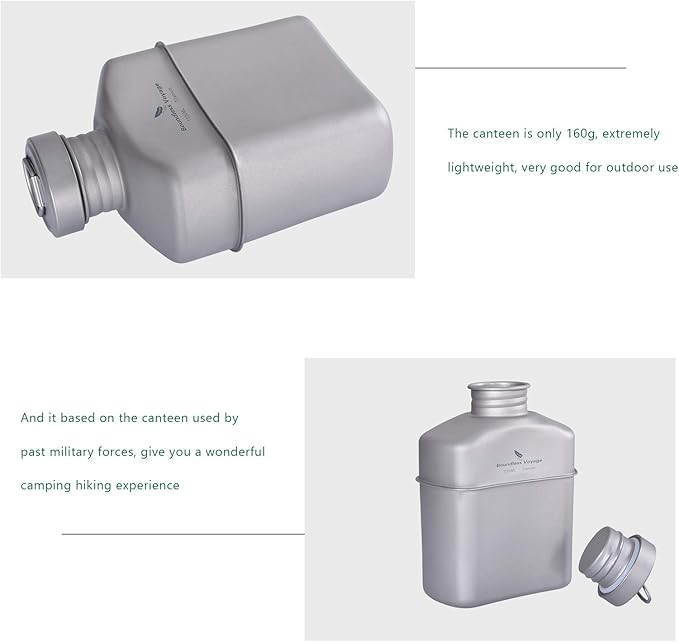 Boundless Voyage 1100ml Titanium Military Canteen Lightweight Camping Water Bottle with Storage Bag, BPA-Free Outdoor Hydration for Hiking, Backpacking & Survival Gear Ti2047C