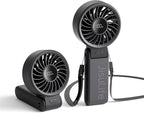 JISULIFE Handheld Fan Life7 – Ultimate Flexibility: High-Power Motor, LED Display, 13 Hrs Cooling, 3600mAh Rechargeable, 5-Speed, Foldable Design, 3-IN-1 Portable Fan for Travel Cruise Beach(Black)