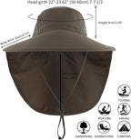 Home Prefer Outdoor UPF50+ Sun Hat Wide Brim Mesh Fishing Hat with Neck Flap