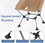 MOON LENCE Camping Chair Plus, Upgraded Comfort & Size, Still Compact and Lightweight, Folding Portable Chair for Backpacking & Hiking, 400Lbs Capacity, Gen 3 Plus (Khaki with Groundgrip Feet (Plus))