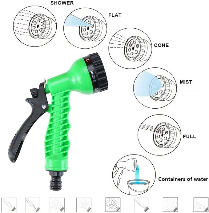 SearQ Portable Camping Shower with 7 Spray Modes, Hand Press Shower with Removable Hose and Head, Pressure Rinse Kit for Hiking, Traveling, Garden, Beach, Pet