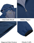 COOFANDY Men's Packable Rain Jacket Lightweight Waterproof Raincoat with Hood Travel Hiking Golf Windbreaker