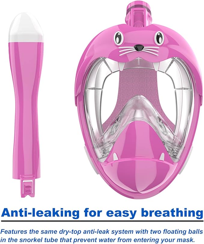 Full Face Snorkel Mask, Diving Mask for Kids and Adults,180° Panoramic View Snorkel Mask with Camera Mount, Safe Breathing, Anti-Leak&Anti-Fog