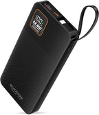 Portable Charger Power Bank, 10000mAh 22.5W Super Fast Charging Powerbank with Built-in USB C In&Out Cable, Slim External Battery Pack for iPhone 16/15/14/13/12/11 iPad Samsung S24 S23 Android (Black)