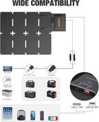 GRECELL 80W Foldable Solar Panel, Portable Solar Charger with USB-A and USB-C QC3.0 (18W) IP67 Waterproof Outdoor Cell Phone Solar Charger for Power Banks Tablets Small Power Station