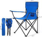 ZONEMEL Portable Camping Chair, Arm Rest Design, Fully Cushioned Seat and Back, Side Pocket, Cup Holder, and Carry Bag, Collapsible Chair for Camping, Saunas, Beach, Tailgates and Sports