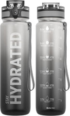 Sahara Sailor Water Bottle 32oz, Durable and Leakproof Water Bottles Motivational with Time Marker, Tritan, BPA Free, Wide Mouth with Easy Clean Brush for Gym, Travel, Home, School, Office (1 Bottle)