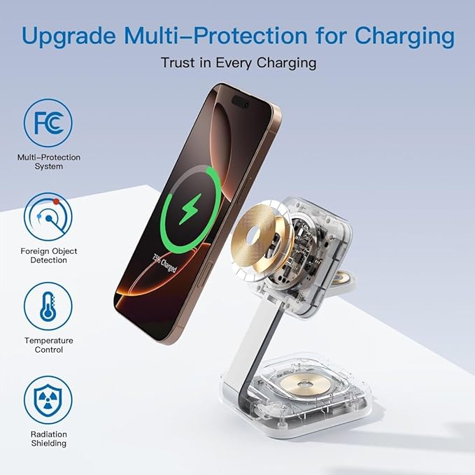 2026 Traveling Wireless Magnetic Fast Charging Station,3 in 1 Charger with i Phone 17 16 15 14 13 12 Pro Max Plus,Apple Watch Series & Air pod 4 3 2 Pro-Gifts for Wife & Husband(Rose Red)