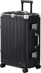Krute Luggage 24 Inch Aluminum Frame Zipperless Suitcase with Spinner Wheels Checked Luggage PC+ABS Lightweight Hardshell