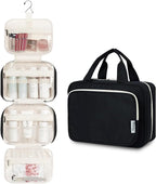 Narwey Hanging Toiletry Bag for Women Travel Makeup Bag Organizer Toiletries Bag for Travel Size Essentials Accessories Cosmetics (Black (Medium))
