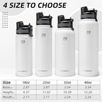 ROCKBROS Insulated Water Bottle with Straw, Stainless Steel Sports Water Cup Flask Leak Proof with Handle Keep Warm and Cold for Hiking, Cycling, Bike Travel, School Sports, Gym
