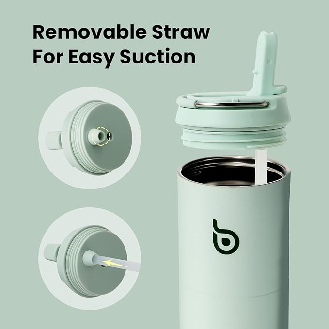 BOTTLE BOTTLE Insulated Water Bottle 24oz with Straw Lid and Handle for Sports Travel Gym Stainless Steel Water Bottles Double-Wall Vacuum Metal Leak Proof BPA-Free